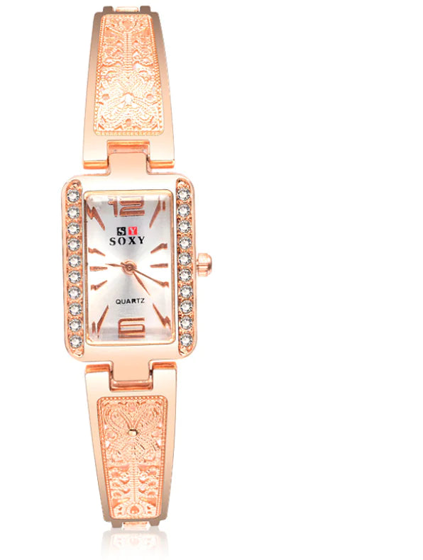 Rose Gold Square Dial Women's Bracelet Watch