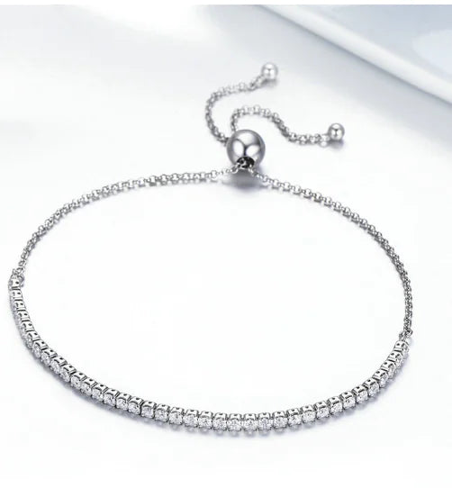 Simple 925 Sterling Silver Zircon Diamond Bracelet