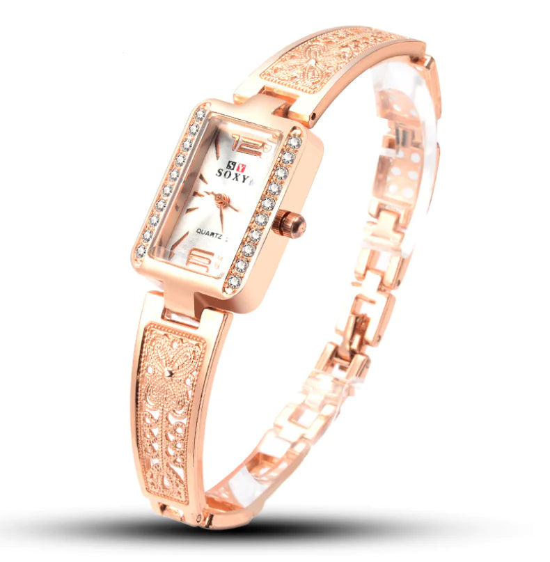 Rose Gold Square Dial Women's Bracelet Watch