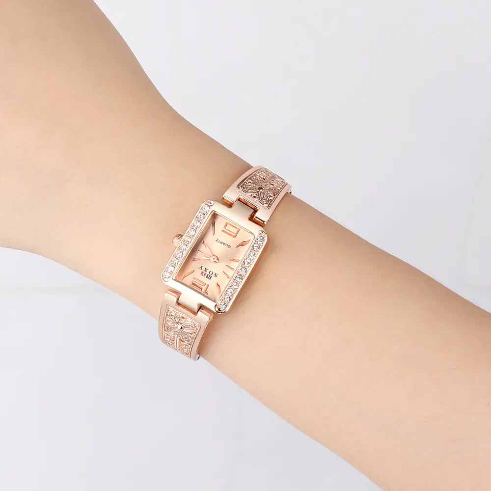 Rose Gold Square Dial Women's Bracelet Watch
