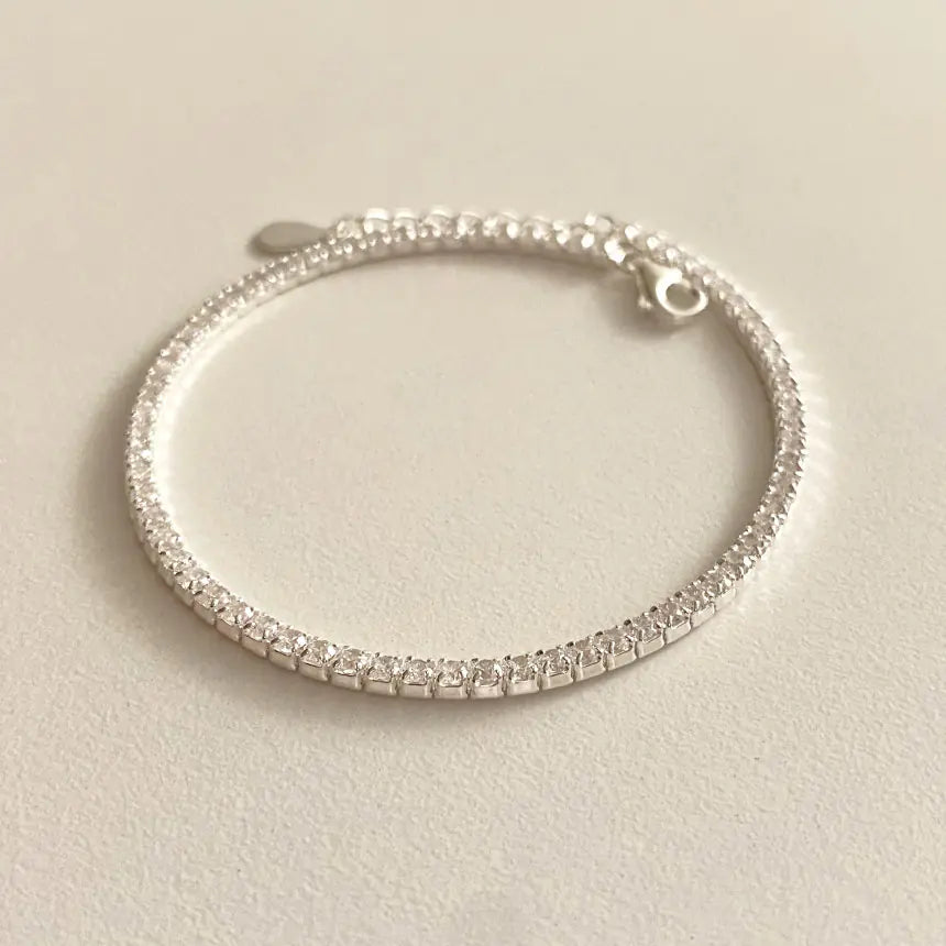 Simple 925 Sterling Silver Zircon Diamond Bracelet