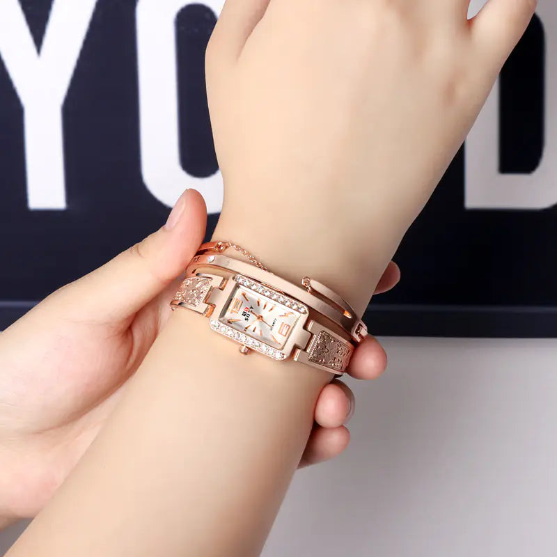 Rose Gold Square Dial Women's Bracelet Watch